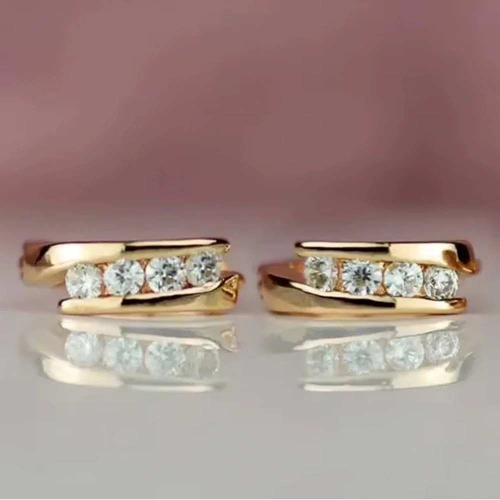 Gold Color Hoop Earrings. - Picture 2 of 5